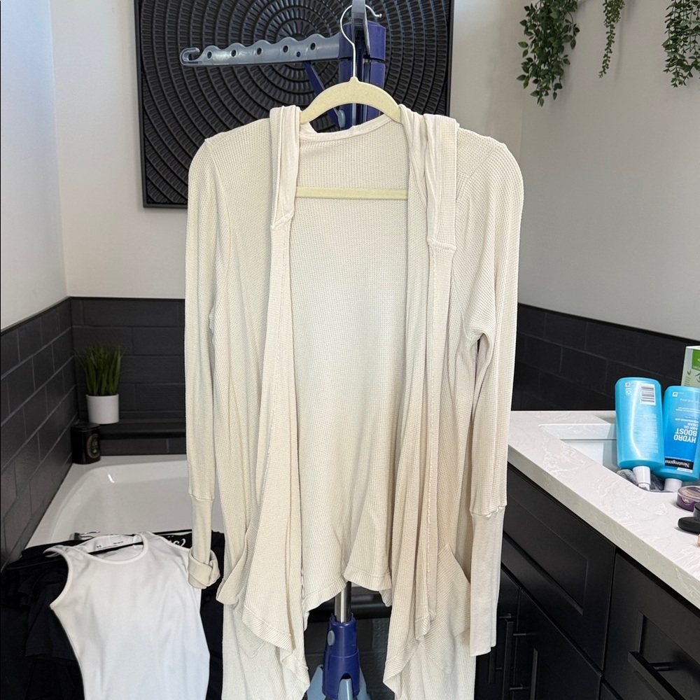 Splendid Cream Hooded Cardigan
